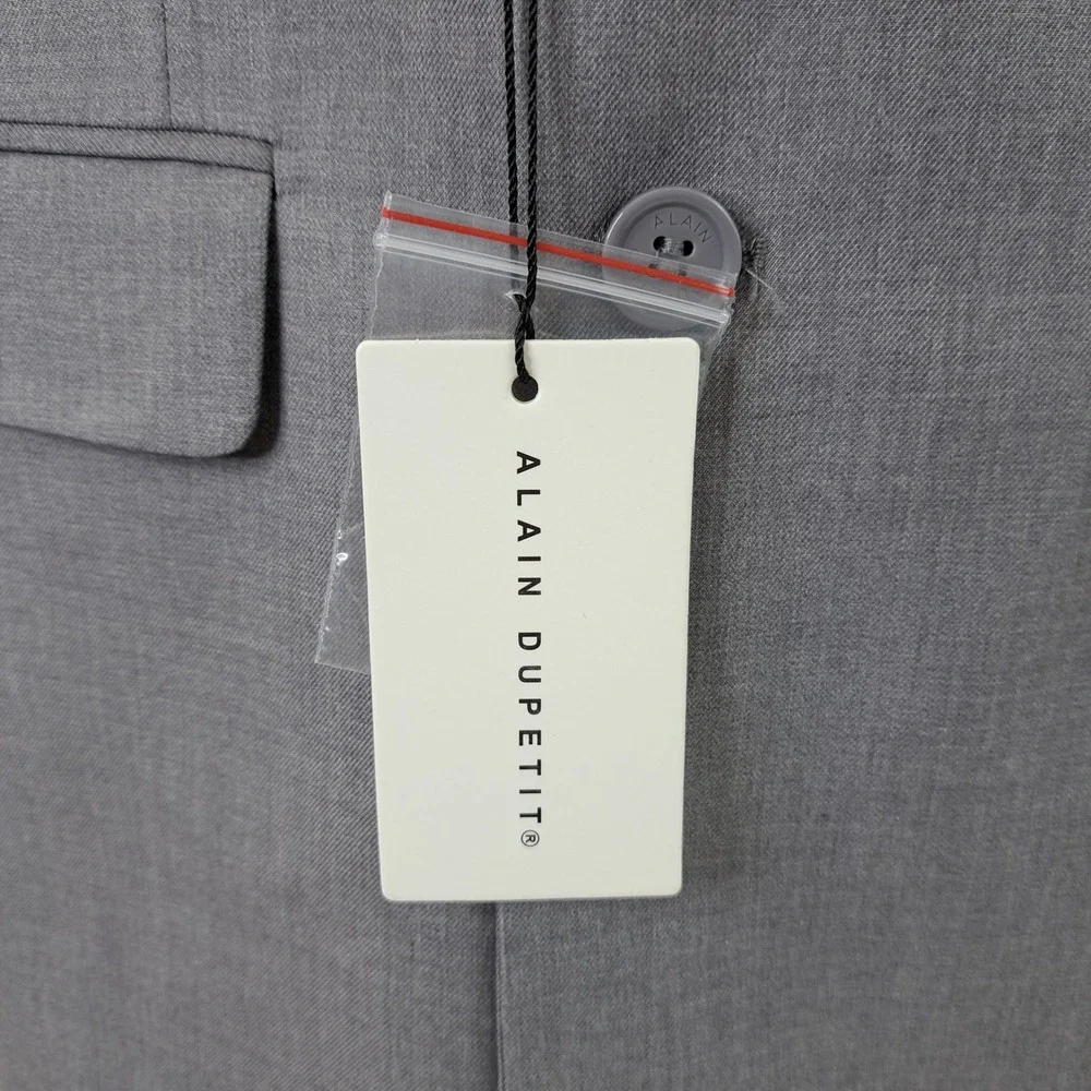 Alain Dupetit Mens 2 Piece Suit Gray Double Breasted 46R Jacket Pants 42x28